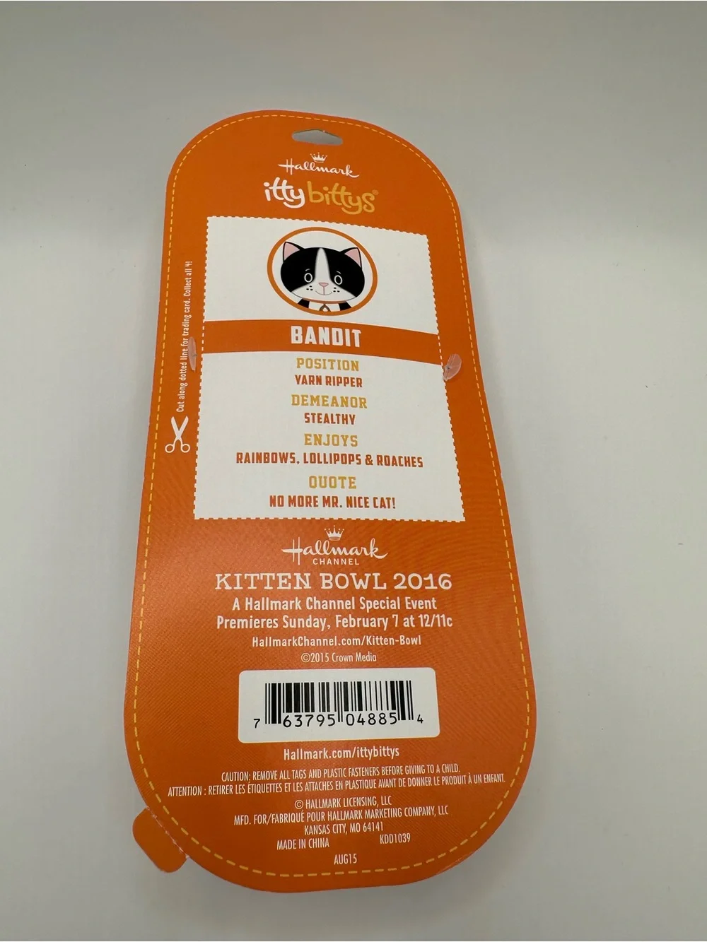 Hallmark itty bittys Black & White Bandit Cat Plush with Orange Collar